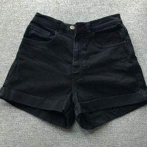 American Apparel high waisted black jean shorts